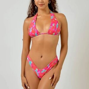 NWT Blackbough Tropical Tango Print Halter Top Bikini Set